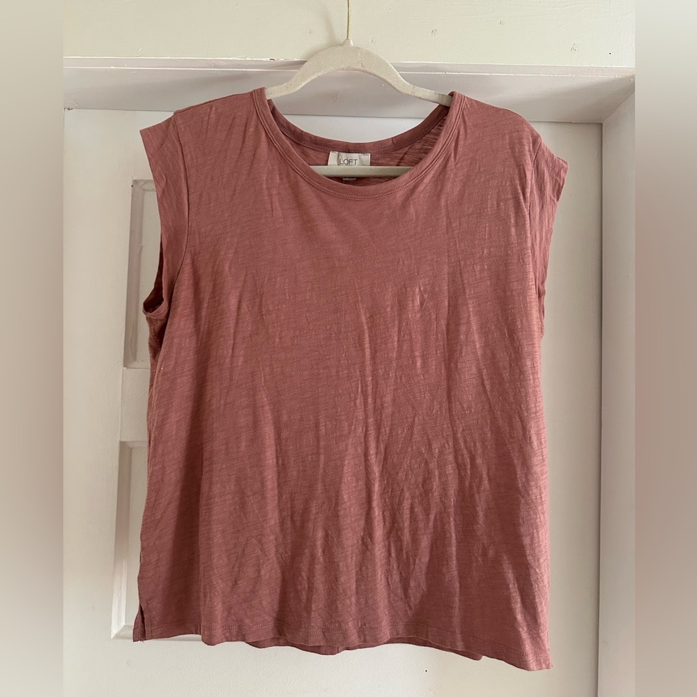 LOFT | Women's Mauve 100% Cotton Tee - Size M